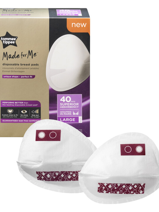 Tommee Tippee Made For Me Disposable Breast Pads 40pcs Wrapped In Pairs Large Size image number 1